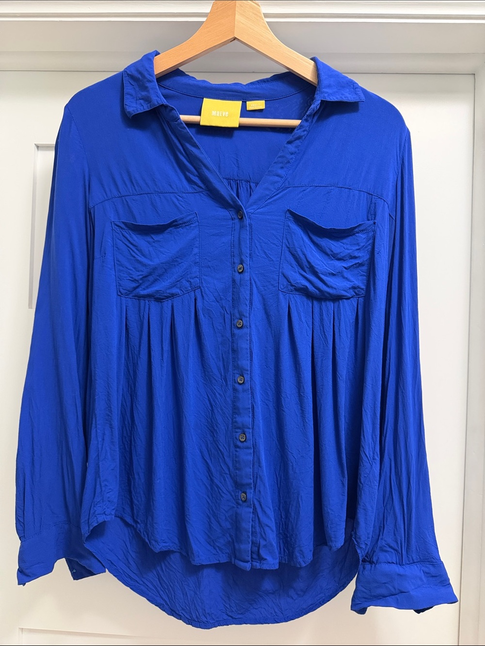 Maeve Royal Blue Button-Down Blouse size S